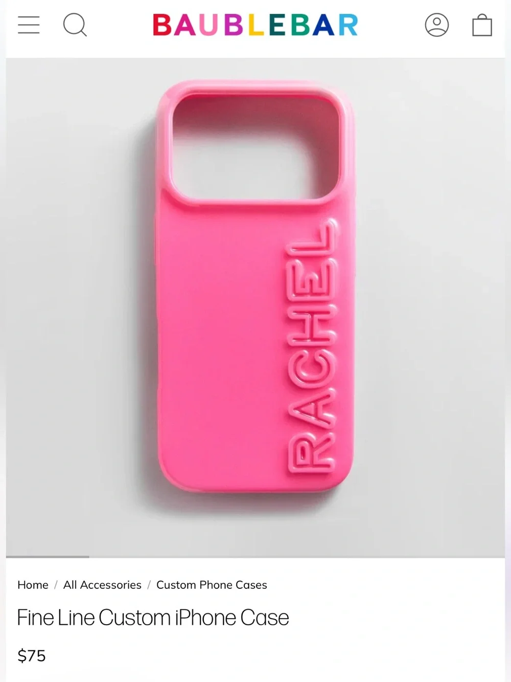 BaubleBar Personalized Pink Fine Line iPhone 17 Case